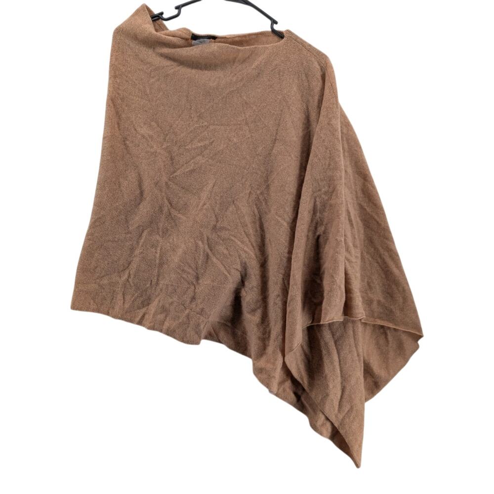J.Crew Cashmere Wool Blend Poncho Tan One Size Merino Draped Wrap Asymmetrical